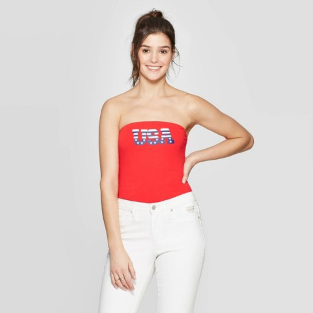 Sleeveless Halter Neck USA Graphic T-Shirt
